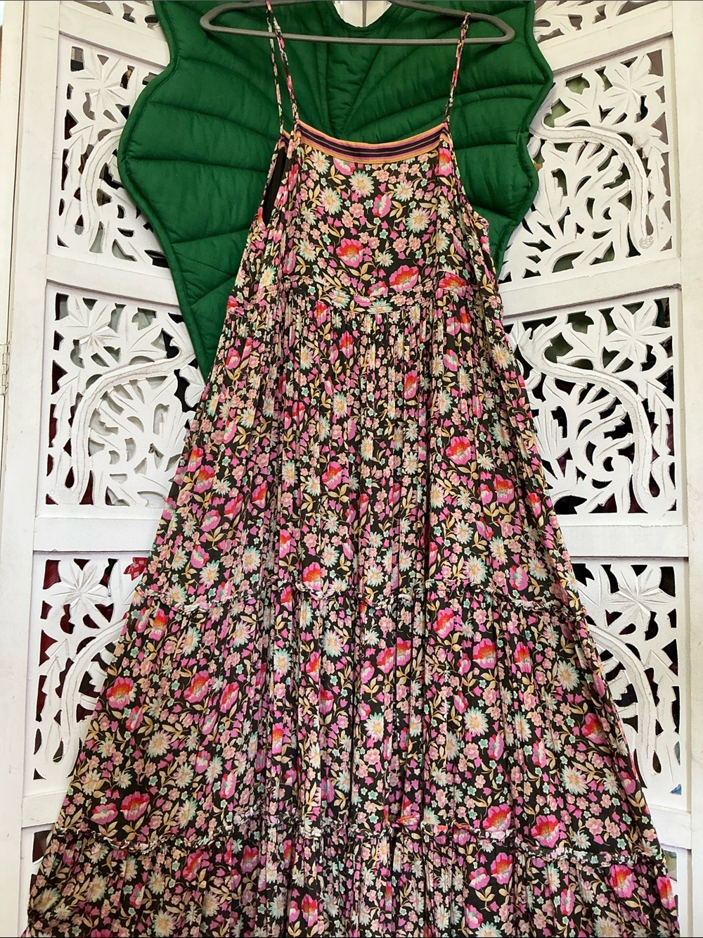 NWOT Spell & the gypsy Sunwashed Strappy Midi Dress brown/pink floral, XL. - Picture 3 of 12